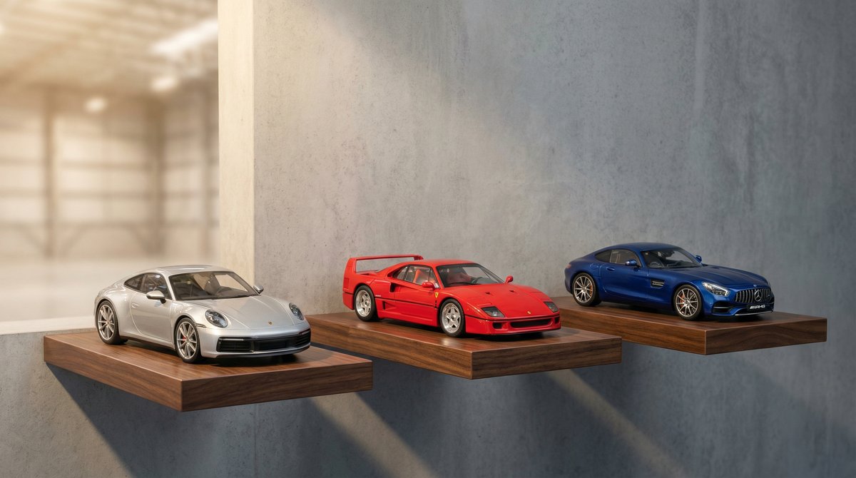 Models118 Lager mit Sammler-Modellautos in Glasvitrinen in Częstochowa, Polen