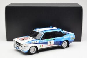 Fiat 131 Abarth #5 Team Fiat Works Rally Portugal 1980 Kyosho 1:18 08376A Metall – Bild 8 von 8