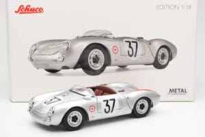 Porsche 550 RS Spyder #37 H. Polensky / R. von Frankenberg 24 Hours of Le Mans 1955 Schuco 1:18 450033400 Metall – Bild 8 von 8