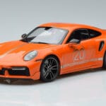 Porsche 911 992 Turbo S China 20th Anniversary Orange Minichamps 1:18