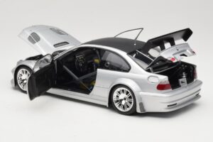 BMW M3 E46 GTR Street Silber With Carbon Roof Minichamps 1:18 100012102 Metall – Bild 5 von 8