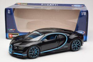 Bugatti Chiron Schwarz & Blau Bburago 1:18 18-11040BK Metall – Bild 8 von 8