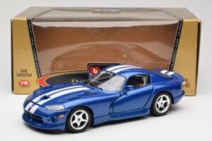 Dodge Viper GTS SR II Blau mit Weissen Streifen Bburago 1:18 3330 Metall – Bild 8 von 8