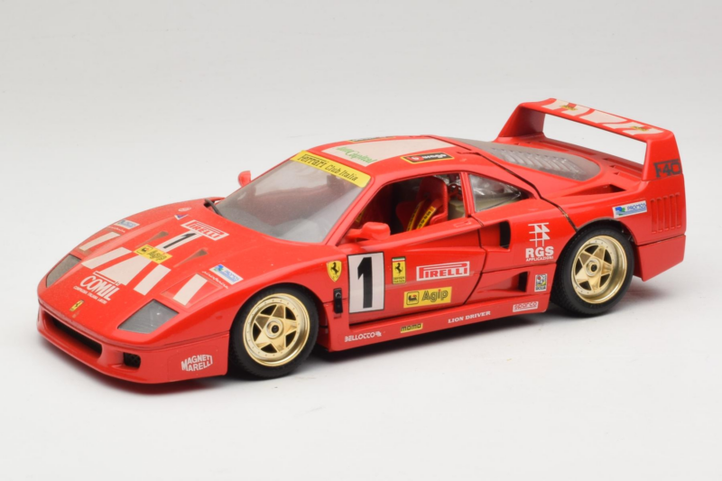 Ferrari F40 Evoluzione #1 Pirelli Agip Rot mit Goldenen Rädern 1992 Bburago 1:18 3042-P2 Metall