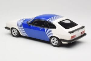 Ford Capri Mk2 3.0 Weiss mit Blauen Streifen Minichamps 1:18 155788600 Metall – Bild 5 von 6