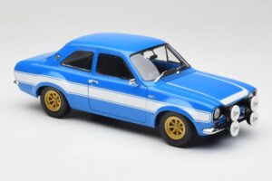 Ford Escort Mk1 RS 1600 Blau Weiss Streifen Minichamps 1:18 100688102 Metall – Bild 6 von 8
