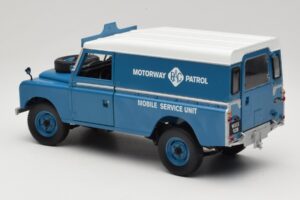 Land Rover Series III 109 Soft Top Motorway Patrol Blau Eagles Race 1:18 4403 Metall – Bild 7 von 8