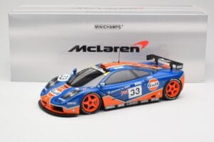 McLaren F1 GTR Gulf Racing #33 S. Bellm / A. Weaver / J. Lehto 24 Hours of Le Mans 1996 Minichamps 1:18 530133633 Metall – Bild 8 von 8
