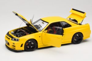 Nissan Skyline GT-R R34 Customized Version Gelb MotorHelix 1:18 M83412 Metall – Bild 2 von 8
