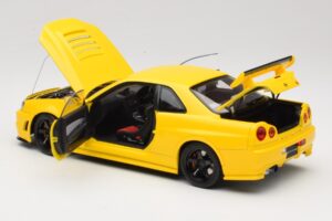 Nissan Skyline GT-R R34 Customized Version Gelb MotorHelix 1:18 M83412 Metall – Bild 5 von 8