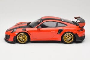 Porsche 911 991.2 GT2 RS Orange Weissach Package Goldene Felgen Minichamps 1:18 155068305 Metall – Bild 3 von 6