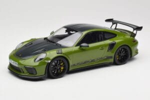 Porsche 911 991.2 GT3 RS Weissach Package Lizard Green Wording & Schwarze Magnesium-Felgen Minichamps 1:18 155068232 Metall