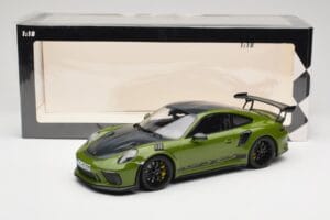 Porsche 911 991.2 GT3 RS Weissach Package Lizard Green Wording & Schwarze Magnesium-Felgen Minichamps 1:18 155068232 Metall – Bild 6 von 6