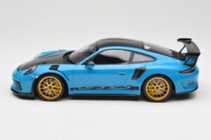 Porsche 911 991.2 GT3 RS Weissach Package Shark Blue Wording Goldene Magnesium Felgen Minichamps 1:18 153068237 Metall – Bild 3 von 6