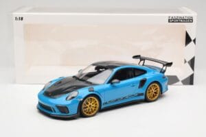 Porsche 911 991.2 GT3 RS Weissach Package Shark Blue Wording Goldene Magnesium Felgen Minichamps 1:18 153068237 Metall – Bild 6 von 6