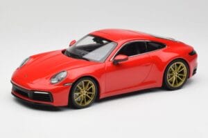 Porsche 911 992 Carrera 4S Guards Rot & Goldene Räder Minichamps 1:18 153067328 Metall