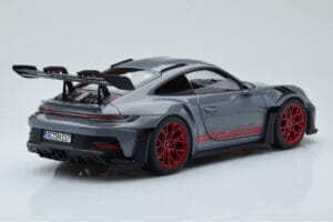 Porsche 911 992 GT3 RS Arctic Grau Pyro Rot Norev 1:18 187350 Metall – Bild 3 von 8