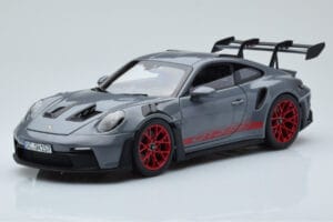 Porsche 911 992 GT3 RS Arctic Grau Pyro Rot Norev 1:18 187350 Metall