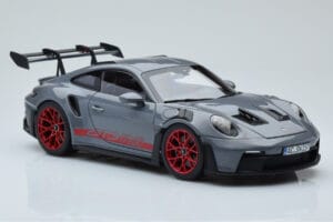 Porsche 911 992 GT3 RS Arctic Grau Pyro Rot Norev 1:18 187350 Metall – Bild 6 von 8