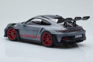 Porsche 911 992 GT3 RS Arctic Grau Pyro Rot Norev 1:18 187350 Metall – Bild 7 von 8