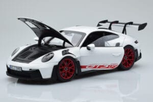 Porsche 911 992 GT3 RS Weiss Pyro Rot Norev 1:18 187352 Metall – Bild 2 von 8