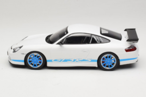 Porsche 911 996 GT3 RS Weiss Blaue Streifen Minichamps 1:18 155062021 Metall – Bild 3 von 6