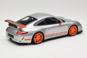 Porsche 911 997.1 GT3 RS Silber mit Orangefarbenen Felgen Minichamps 1:18 155062120 Metall – Bild 2 von 6