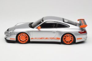 Porsche 911 997.1 GT3 RS Silber mit Orangefarbenen Felgen Minichamps 1:18 155062120 Metall – Bild 3 von 6