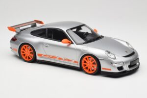Porsche 911 997.1 GT3 RS Silber mit Orangefarbenen Felgen Minichamps 1:18 155062120 Metall – Bild 4 von 6