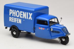 Tempo Hanseat Dreirad-Kastenwagen Phoenix Blue Minichamps 1:18 180099040 Metall – Bild 4 von 6