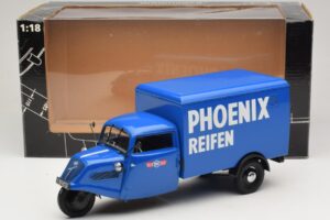 Tempo Hanseat Dreirad-Kastenwagen Phoenix Blue Minichamps 1:18 180099040 Metall – Bild 6 von 6