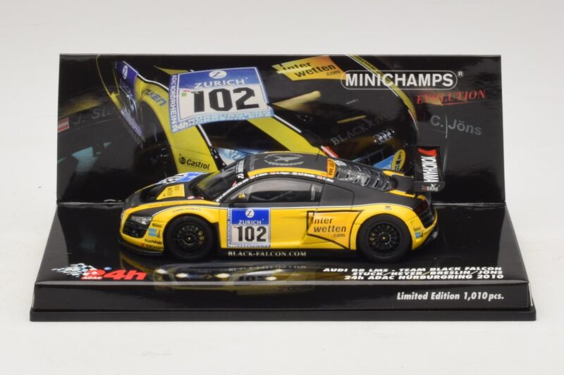 Audi R8 LMS GT3 #102 H-J. Stuck / H. Heyer Black Falcon 24 Hours of Nurburgring 2010 Minichamps 1:43 437101912 Metall