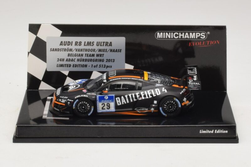 Audi R8 LMS Ultra #29 Team WRT Sandstorm L. Vanthoor 24 Hours of Nurburgring 2013 Minichamps 1:43 Audi R8 LMS Ultra #29 Team WRT Sandstorm L. Vanthoor 24 Hours of Nurburgring 2013 Minichamps 1:43 437130129 Metall