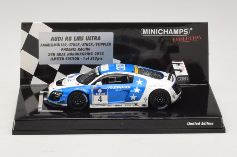 Audi R8 LMS Ultra #4 Phoenix Racing Ammermuller / H-J. Stuck 24 Hours of Nurburgring 2013 Minichamps 1:43 Audi R8 LMS Ultra #4 Phoenix Racing Ammermuller / H-J. Stuck 24 Hours of Nurburgring 2013 Minichamps 1:43 437131304 Metall