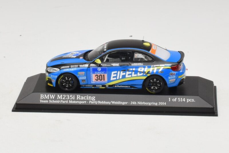 BMW M235i Team Scheid #301 Partl / Rebhan 24 Hours of Nurburgring 2014 Minichamps 1:43 BMW M235i Team Scheid #301 Partl / Rebhan 24 Hours of Nurburgring 2014 Minichamps 1:43 437142401 Metall