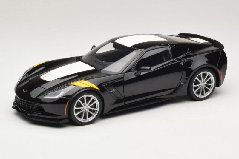 Chevrolet Corvette C7 Grand Sport Schwarz mit Weissen Streifen AUTOart 1:18 71273 Komposit
