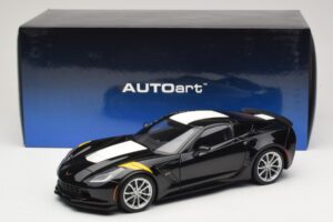 Chevrolet Corvette C7 Grand Sport Schwarz mit Weissen Streifen AUTOart 1:18 71273 Komposit – Bild 8 von 8