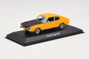 Ford Capri Mk1 RS Gelb mit Schwarzer Motorhaube Maxichamps 1:43 940085800 Metall – Bild 2 von 4
