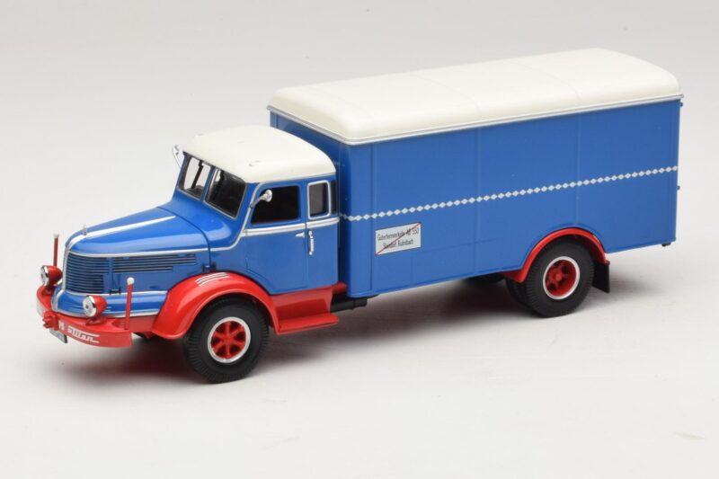 Krupp Titan Kofferwagen Blau Rot Minichamps 1:43 439069040 Metall