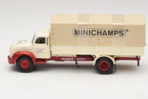 Magirus-Deutz S 7500 Jupiter Pritschenwagen Weiss Rot Minichamps 1:43 439141022 Metall – Bild 3 von 6