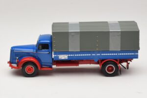 Mercedes L 315 Pritschenwagen Blau Rot Minichamps 1:43 439034420 Metall – Bild 3 von 6