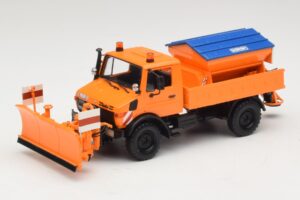 Mercedes Unimog 1300 L Schneepflug Orange Minichamps 1:43 439033060 Metall