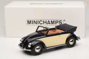 Volkswagen Beetle Cabriolet Schwarz Creme Minichamps 1:18 107054131 Resin – Bild 6 von 6