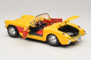 Chevrolet Corvette C1 Cabrio Gelb Rot Bburago 1:18 3034-M2 Metall – Bild 5 von 8