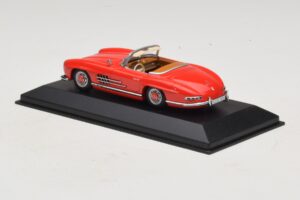 Mercedes 300 SL W198 Rot Mit Brauner Innenausstattung Minichamps 1:43 MB009 Metall – Bild 3 von 5