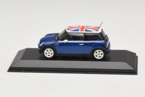 Mini Cooper S R53 Blau Mit Britischer Flagge Minichamps 1:43 MINI026 Metall