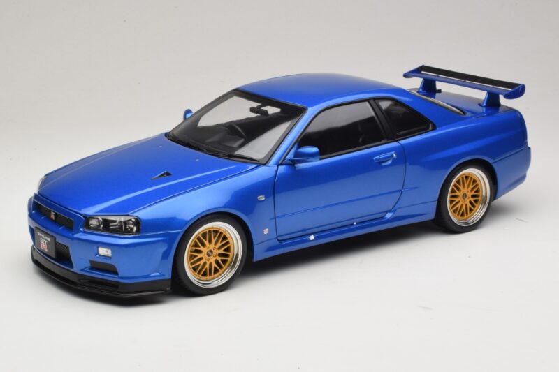Nissan Skyline GT-R R34 V-Spec II Blau Metallic BBS Felgen KK-Scale 1:12 KKDC120211-2 Metall