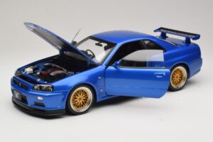 Nissan Skyline GT-R R34 V-Spec II Blau Metallic BBS Felgen KK-Scale 1:12 KKDC120211-2 Metall – Bild 2 von 8