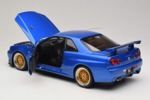 Nissan Skyline GT-R R34 V-Spec II Blau Metallic BBS Felgen KK-Scale 1:12 KKDC120211-2 Metall – Bild 5 von 8