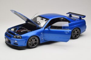 Nissan Skyline GT-R R34 V-Spec II Blau Metallic OEM Felgen KK-Scale 1:12 KKDC120211-1 Metall – Bild 2 von 8